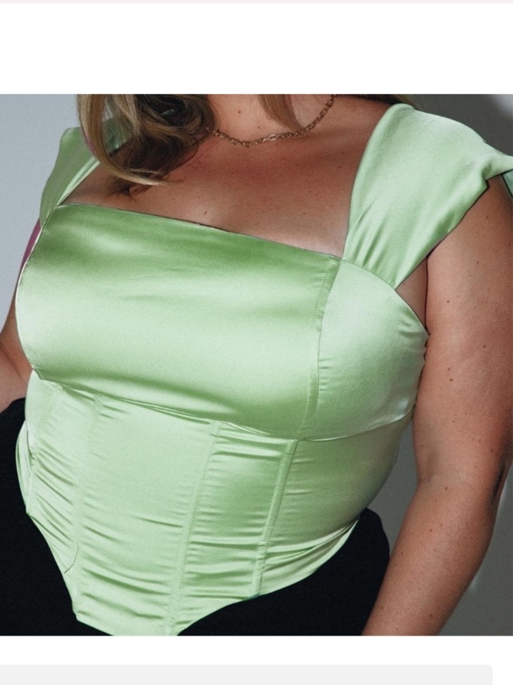Princess Polly Cornell Satin Corset Top Green Size 16 NWT
